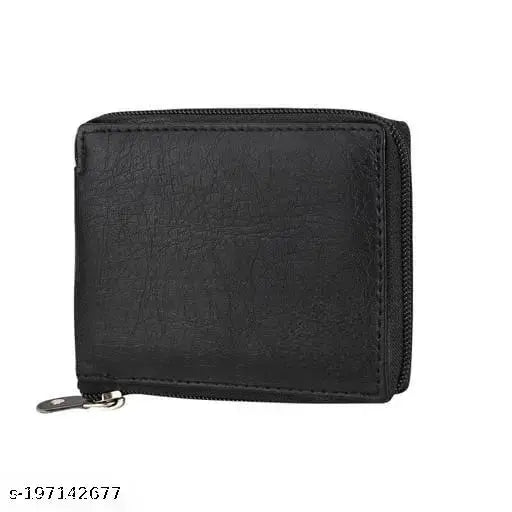 Solid PU leather bi-fold wallet, classic design for men & women, 2 compartments, ultra slim, ideal gift