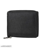 Solid PU leather bi-fold wallet, classic design for men & women, 2 compartments, ultra slim, ideal gift