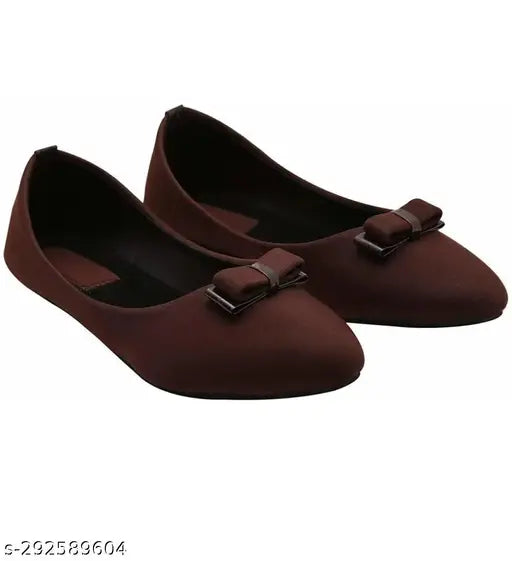 Brown suede ballerinas, stylish for women's bellies, slip-on design - Laxmi Trace (India)