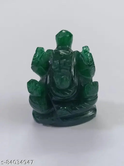 Green Quartz Crystal Ganesh Idol, Indian handcrafted 16mm x 30mm x 20mm Ganpati statue