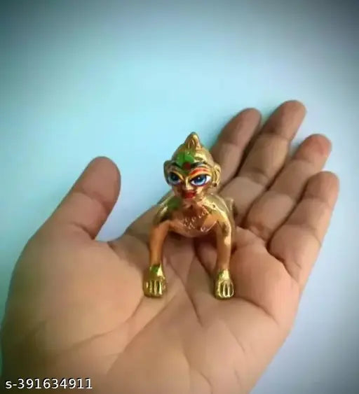Brass Krishna idol: Antique Indian Krishna priye Shri bal radha rani ji size 1