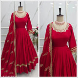 Georgette saree gown with long sleeves, solid net pattern, India-made, XL size for women's fashion