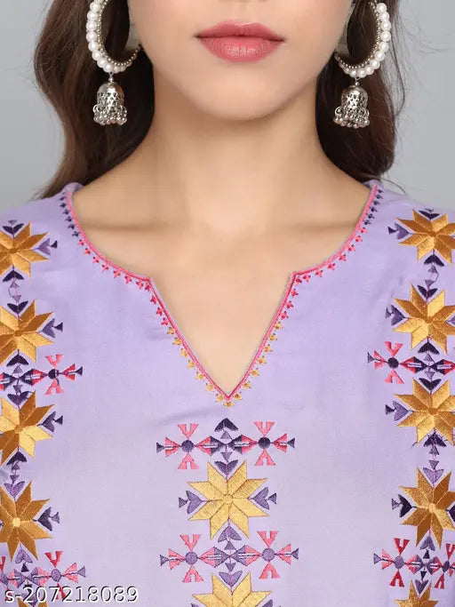 Embroidered rayon kurti set with palazzos for women's festive wear and party occasions