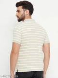 Cotton blend striped polo shirt for men, short sleeves, regular fit [Relane]