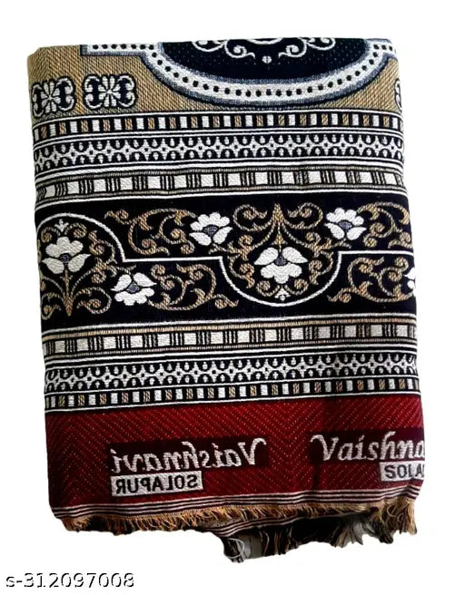 Designer Solapur cotton blanket, 60x90 single, ethnic motifs, vibrant colors