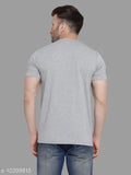 Silver cotton blend round neck short sleeves T-shirt by Tfurnish, self-designed net pattern for casual style