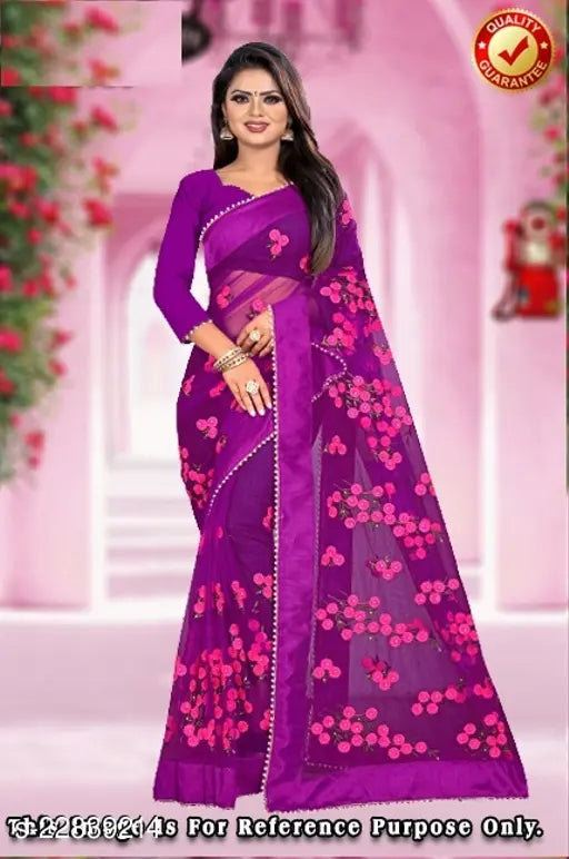 Red Banarasi Silk Net Aakarsha Drishya Saree with separate blouse, intricately embroidered