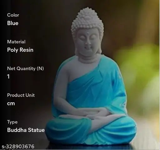 Resin meditation lord Buddha statue, 7cm length x 9cm breadth x 15cm height, perfect for home decor or gift