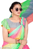 Colorful party saree with matching blouse