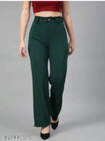 Stretchable lycra women's trousers, classic style and solid net pattern (pack of 2), trendy fashion wear on display