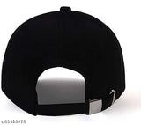 Stylish unisex black cotton baseball cap, solid design with metal buckle - versatile fashion accessory for men & women