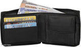 Faux leather bi-fold wallet, textured pattern, 2 compartments, free size, ideal for men and women