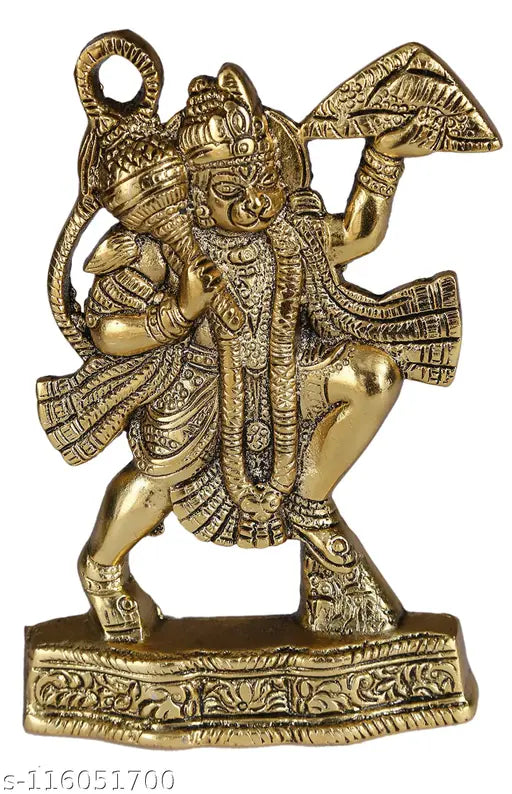 Golden metal Ganesh statue with flute, 65 inches tall for home decor - MyTrendy Crafts