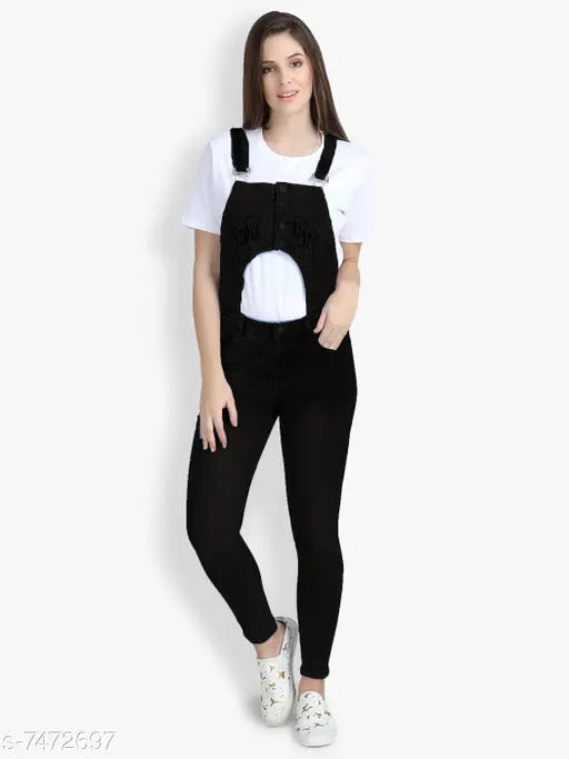 Sleeveless denim dungaree jumpsuit, vintage-inspired solid net design, size XXL - made in India