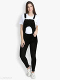 Sleeveless denim dungaree jumpsuit, vintage-inspired solid net design, size XXL - made in India