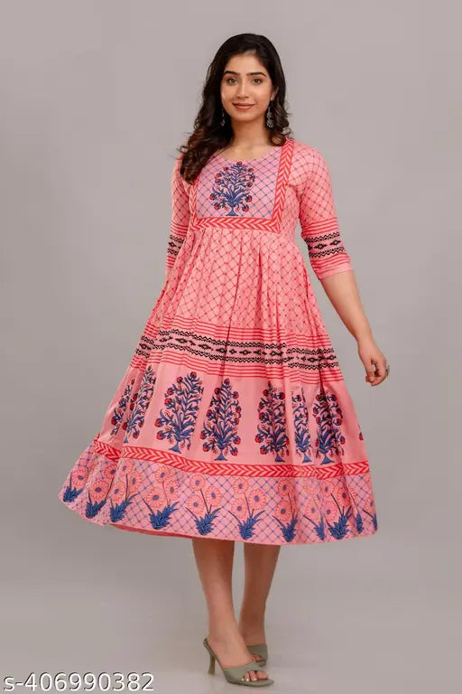 Rayon printed combo three-quarter sleeve Aishani Fabulous Kurta for women, stylish Indian wear for functions and events