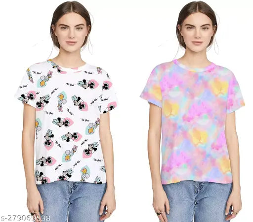 Oversized graphic t-shirt in pack of 2 for trendy women with black print on a white background
