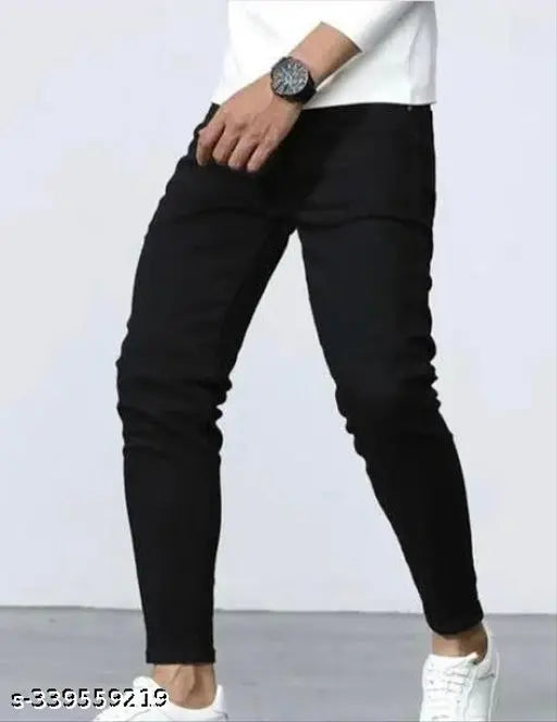 Black denim jeans stylish - Men's fashionable 28, 30, 32 black jeans from India