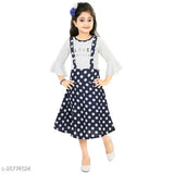 Blue cotton blend frock dress for girls, pack of 1 with printed patterns. Perfect for sizes ranging from 2-3 years to 9-10 years. Indian origin
