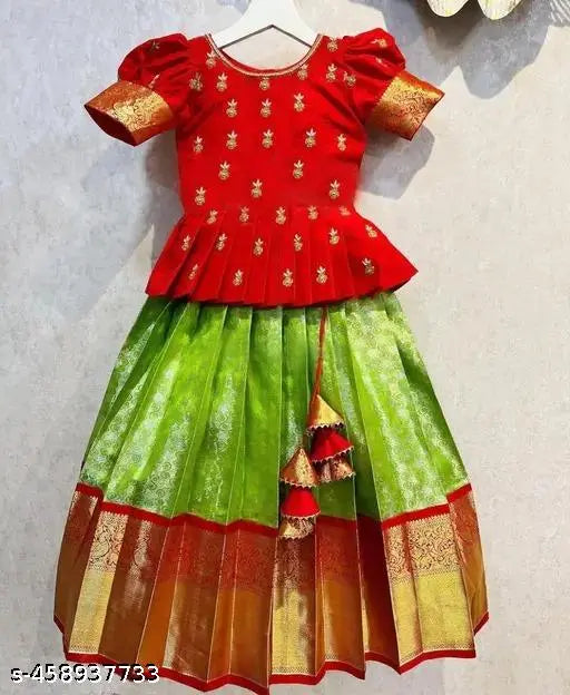 Floral print Baby Lehenga Choli in Art Silk, fusion wear for parties & celebrations
