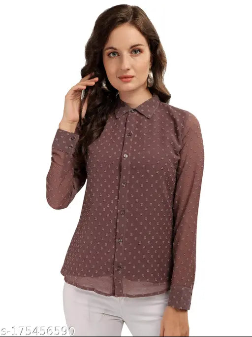 Georgette polka dot tunic top, three-quarter sleeves for women, Indian craftsmanship