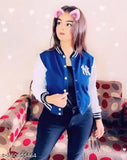 Petrol blue full-sleeved winter jacket by New York, stylish design