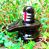 Black ceramic Shivling, ideal for home and office temples, Indian origin