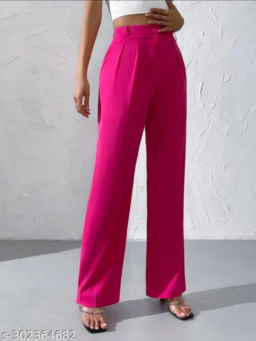 Magenta wide-leg pants