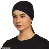 Black cotton beanie cap with skull design