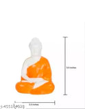Handcrafted orange resin Buddha statue for home/office decor or car showpiece, perfect for creating a tranquil ambiance. Made in India