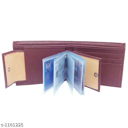 Textured faux leather wallet, stylish for men, brown PU leather accessory