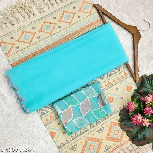 Bright turquoise satin scarf on hanger