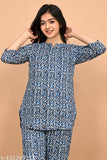 Rayon printed night suit, trendy pajamas for women on hanger
