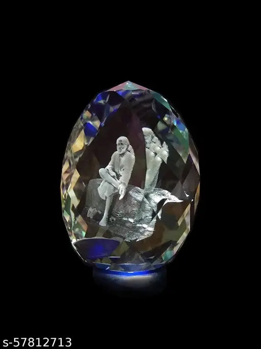 Shirdi Sai Baba Idol, blue crystal, 3D printed