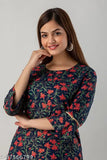 Rayon printed straight kurti, sleeveless, with sharara