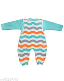 Orange wool striped sleeper for babies, My Little Bear Blue, 6-12 months, India