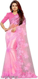 Trendy alluring net saree with embroidered solid blouse, free size, India origin