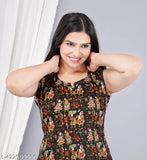 Stylish rayon nightsuit set, printed short sleeves, size M-XXL