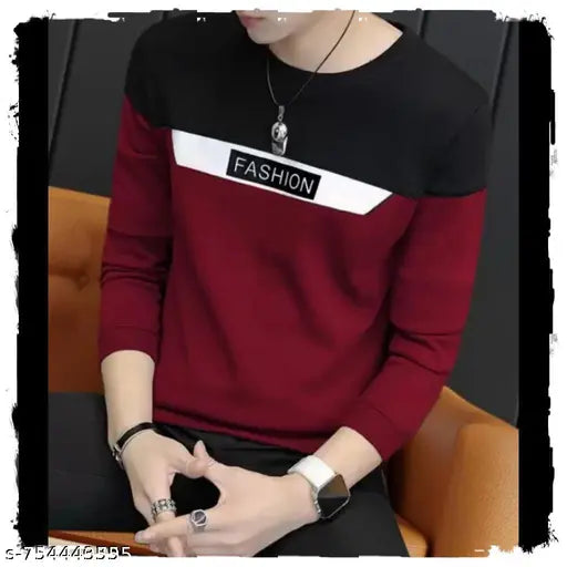 Bell Paper men's cotton t-shirt combo: round neck, colorblock, streetwear style with long sleeves - machine washable, moisture wicking fabric for sports and workouts