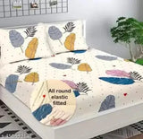 Premium quality cotton fitted bedsheet, botanical pattern, soft & superfine, ideal for summer, adult use, India origin