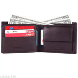 Brown genuine high-quality leather men's wallet, 2 compartments, 6 card slots, secret pockets, RFID protected