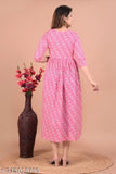 A beautiful pink anarkali maternity feeding kurti with a flared skirt