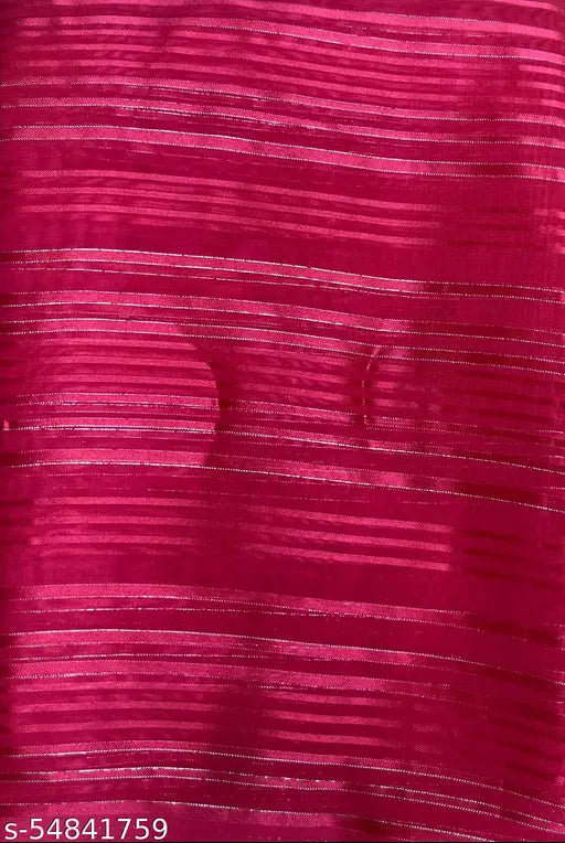 Georgette pink striped saree with sequence net blouse, free size Indian fashion accessory