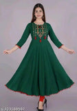 Rayon embroidered kurti, three-quarter sleeve, Indian traditional women's fashion