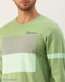 Cotton blend long-sleeved round neck t-shirt, EYEBOGLER men's printed typography design, vibrant fashion for every generation
