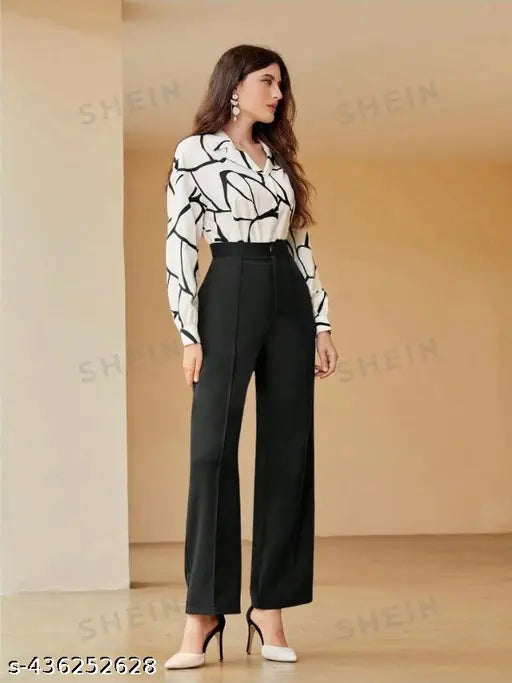 Silk blend long-sleeve top and polyester bottom in stylish modern design, Indian-made women's fashion