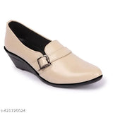 Synthetic leather wedge heel sneakers, comfortable and stylish, non-slip ballerinas for women & girls