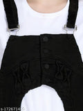 Blue denim high waist short sleeve dungaree for women, adjustable shoulder straps, four pockets, metallic button closures