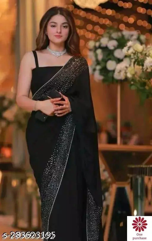 Black georgette saree with blouse