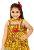 Yellow mixed cotton blend palazzo pants and sleeveless top with dupatta for girls, premium quality ethnic wear for special occasions like weddings, festivals, and celebrations. Royal design, comfortable fit, and easy care even after multiple washes. Traditional Indian outfit